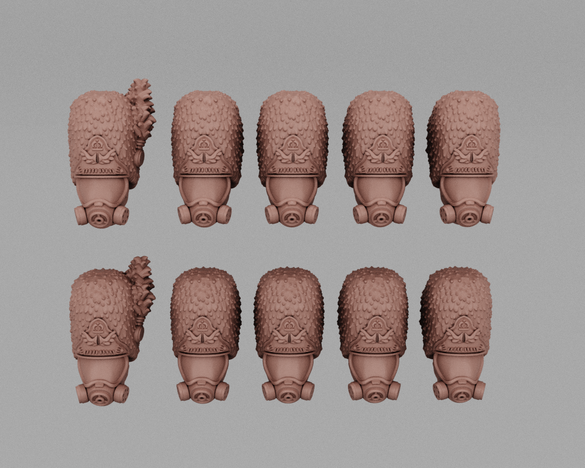 Bearskin & Modern Gas Masks | Human Infantry Heads — Resin Munitorum